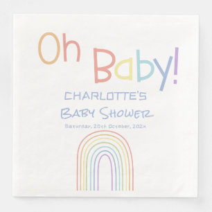 Oh Baby! Cute Colourful Rainbow Baby Shower Napkin