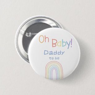 Oh Baby! Cute Colourful Rainbow Daddy-to-be 6 Cm Round Badge