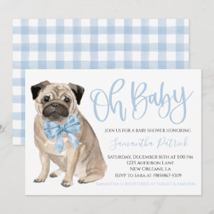 Oh Baby! Cute Dog Blue Boy Shower Invitation