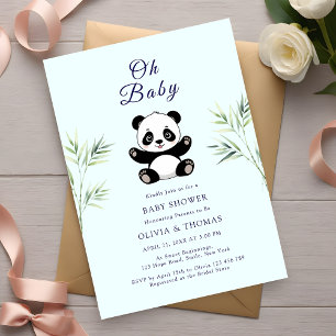 Oh Baby Cute Little Panda Baby Shower Invitation