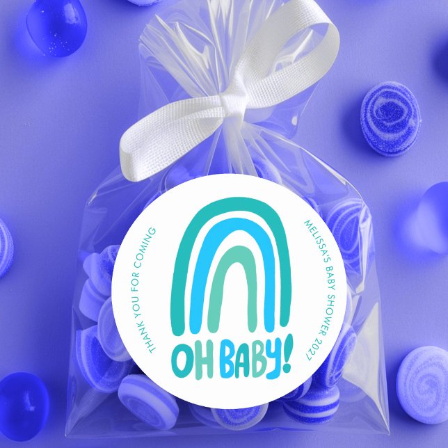 Oh Baby! Cute Rainbow CUSTOM Baby Shower THANK YOU Classic Round Sticker (Oh Baby! Cute Rainbow CUSTOM Baby Shower THANK YOU Classic Round Sticker
)