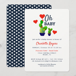 Oh Baby Cute Succulent Cactus Plants Baby Shower Invitation