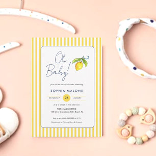 Oh Baby Cute watercolor Lemon Baby shower  Invitation