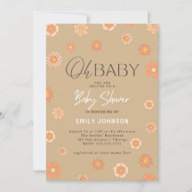 Oh Baby! Daisy Beige Baby Shower Invitation