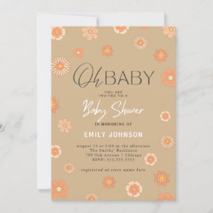 Oh Baby! Daisy Beige Baby Shower Invitation