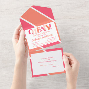 Oh Baby Dancing Letters Typography Baby Shower All In One Invitation