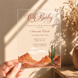 Oh Baby Desert Mountains Southwest Baby Shower  Acrylic Invitations