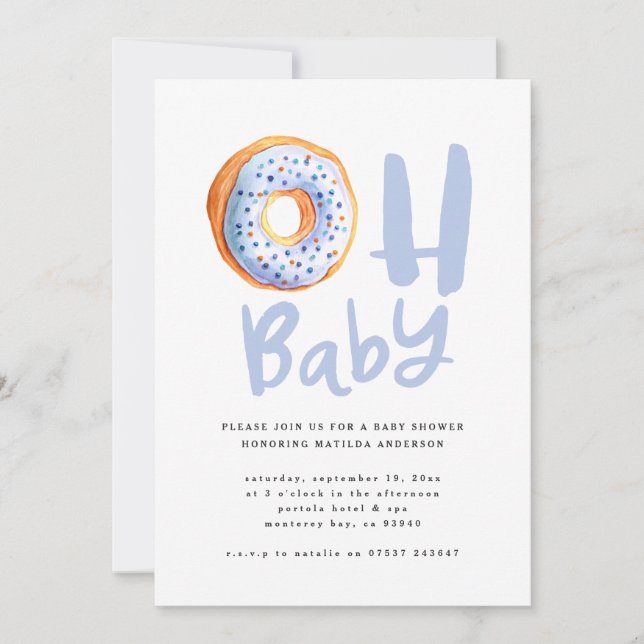 Oh baby doughnut baby shower announcement (Front)