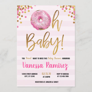 Oh Baby Doughnut Girl baby Shower Sprinkle Invitat Invitation