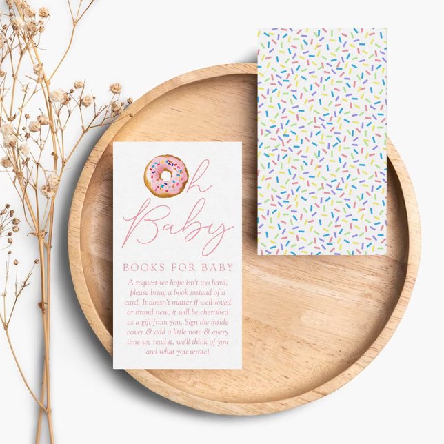 Oh Baby Doughnut Sprinkle Baby Shower Book Request Enclosure Card (Creator Uploaded)