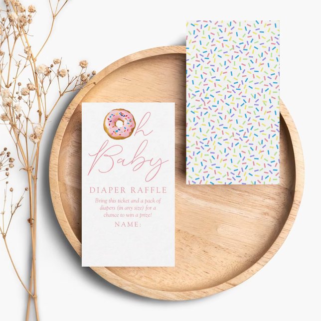 Oh Baby Doughnut Sprinkle Baby Shower Diaper Raffl Enclosure Card (Creator Uploaded)