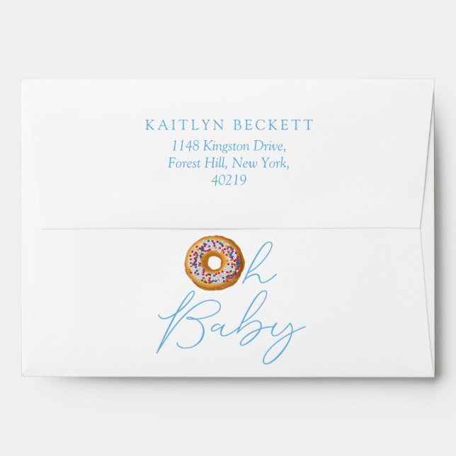 Oh Baby Doughnut Sprinkle Boys Baby Shower Envelope (Back (Top Flap))