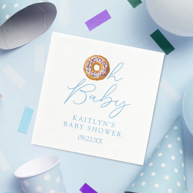 Oh Baby Doughnut Sprinkle Boys Baby Shower Napkin (Creator Uploaded)