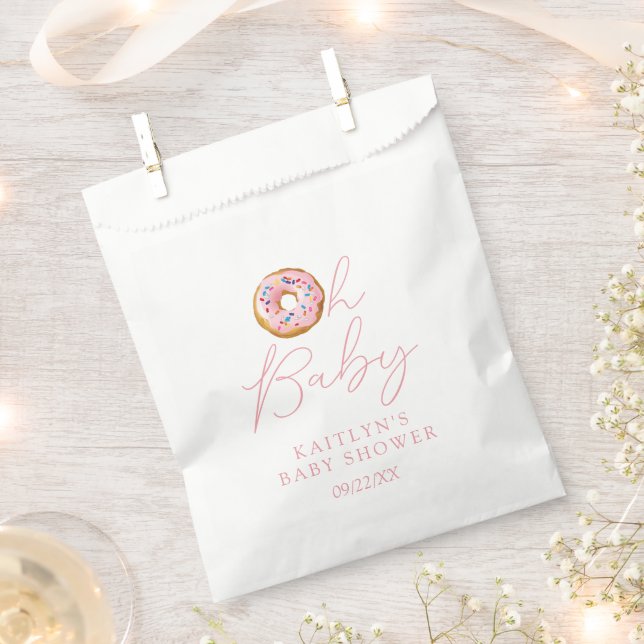 Oh Baby Doughnut Sprinkle Girls Baby Shower Favour Bags (Clipped)