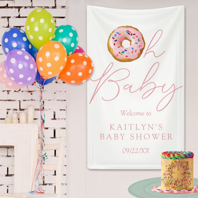 Oh Baby Doughnut Sprinkle Girls Baby Shower Welcom Banner (Creator Uploaded)