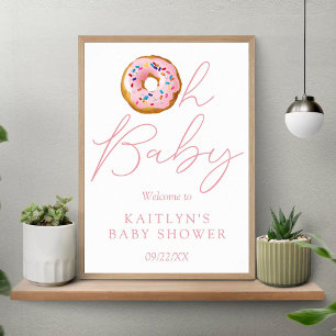 Oh Baby Doughnut Sprinkle Girls Baby Shower Welcom Poster