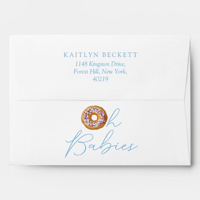 Oh Baby Doughnut Sprinkle Twin Boys Baby Shower Envelope (Back (Top Flap))