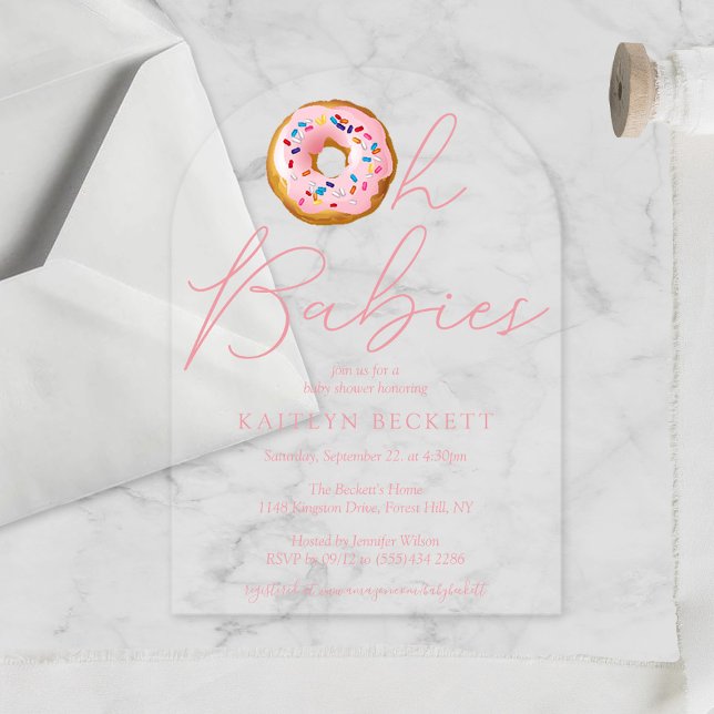 Oh Baby Doughnut Sprinkle Twin Girls Baby Shower Acrylic Invitations (Creator Uploaded)