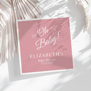 "Oh Baby" Dusty Pink Modern Minimalist Baby Shower Napkin