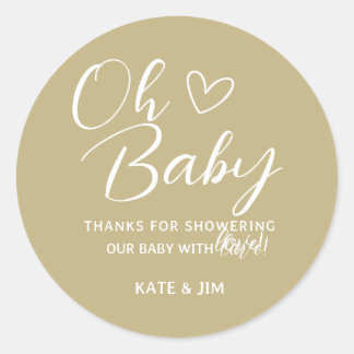 Oh Baby Earth Tone Baby Shower Thank You Classic Round Sticker