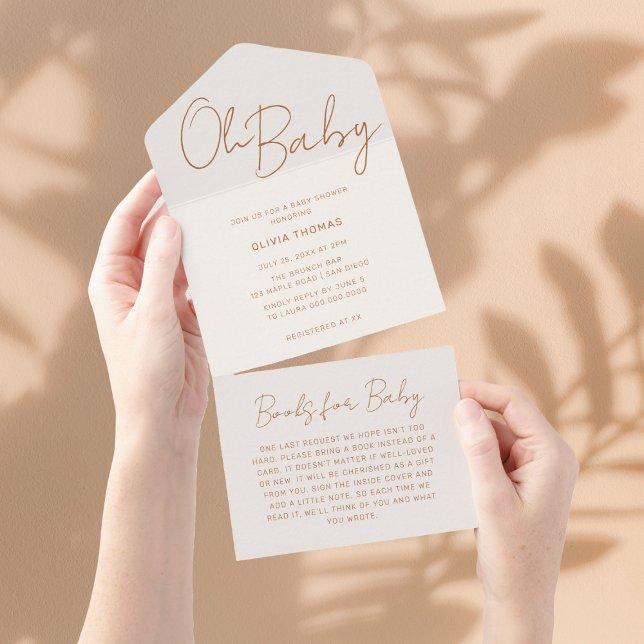 Oh Baby Earthy Minimal Baby Shower All In One Invitation (Creator Uploaded)