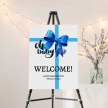Oh Baby! Elegant Blue Bow Baby Shower