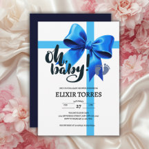 Oh Baby! Elegant Blue Bow Baby Shower