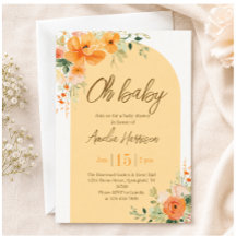 Oh Baby! Elegant Floral Baby Shower Invitation