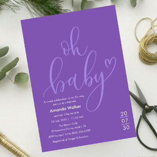 Oh Baby!  Elegant Purple Script Baby Shower Invitation