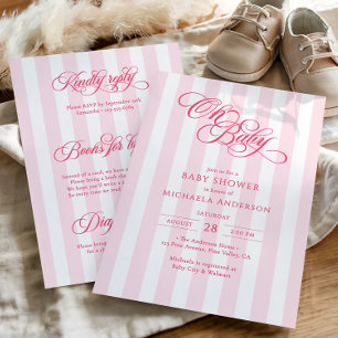 Oh Baby Elegant Script All In One Baby Shower Invitation