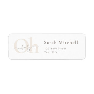 Oh Baby Elegant Script Baby Shower Return Address