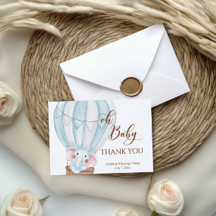 Oh Baby Elephant in Hot Air Balloon  Thank You Card