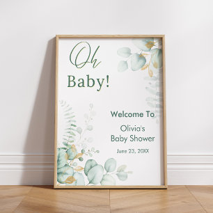 Oh Baby Eucalyptus Greenery Baby Shower Welcome Poster