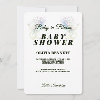 Oh Baby Eucalyptus Greenery Top Border Baby Shower Invitation