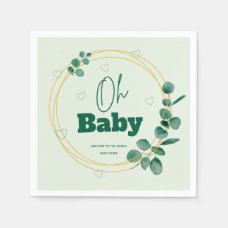 Oh Baby Eucalyptus Leaves Baby Shower Napkin