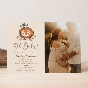 Oh Baby ! Fall Pumpkin Autumn Baby Shower Photo Invitation