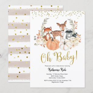 Oh Baby Fall Woodland Pumpkin Baby Shower Invitation