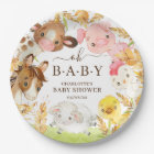Oh Baby Farm Animals Baby Shower 7" Plate