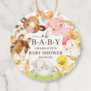 Oh Baby Farm Animals Baby Shower Favour  Favour Tags