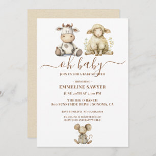 Oh Baby Farm Animals Baby Shower Invitation