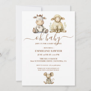 Oh Baby Farm Animals Baby Shower Invitation
