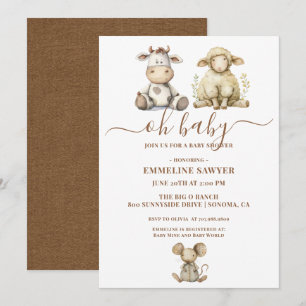 Oh Baby Farm Animals Baby Shower Invitation