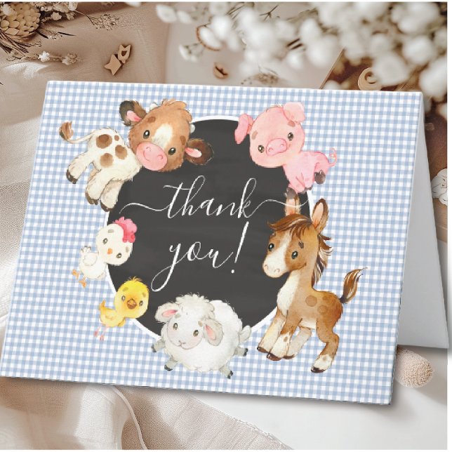 Oh Baby Farm Animals Baby Shower Thank You Card (Creator Uploaded)