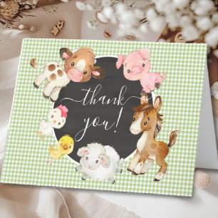Oh Baby Farm Animals Baby Shower Thank You Card