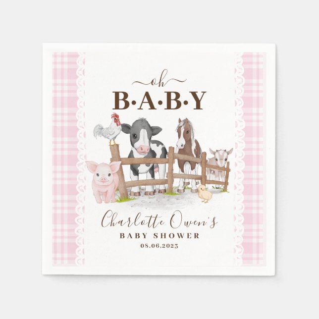 Oh Baby Farm Animals Barnyard Baby Shower Napkin (Front)
