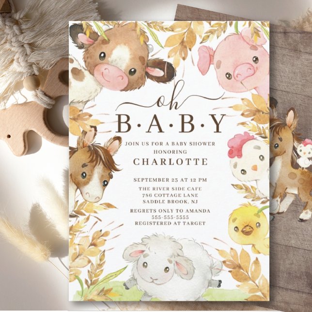 Oh Baby Farm Animals Shower Invitation (Creator Uploaded)