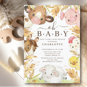 Oh Baby Farm Animals Shower Invitation