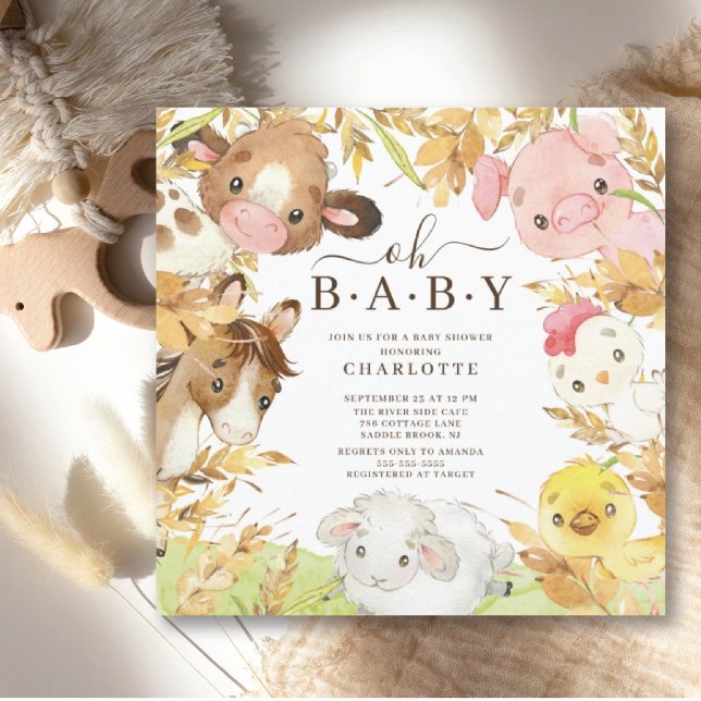 Oh Baby Farm Animals Shower Invitation (Creator Uploaded)