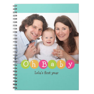 Oh Baby first year family teal green dot journal