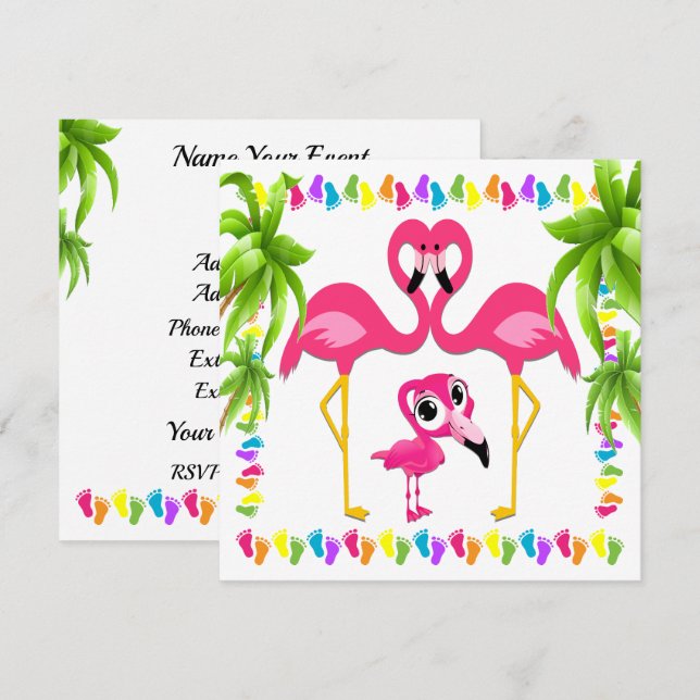 Oh Baby Flamingo Invitation (Front/Back)